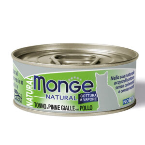 MONGE NATURAL UMIDO CAT ADULT TONNO A PINNE GIALLE CON POLLO GR. 80