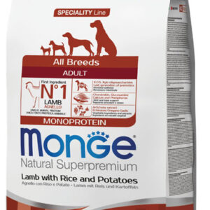 MONGE MONOPROTEIN LINE SECCO DOG ALL BREEDS ADULT AGNELLO RISO E PATATE KG 2,5